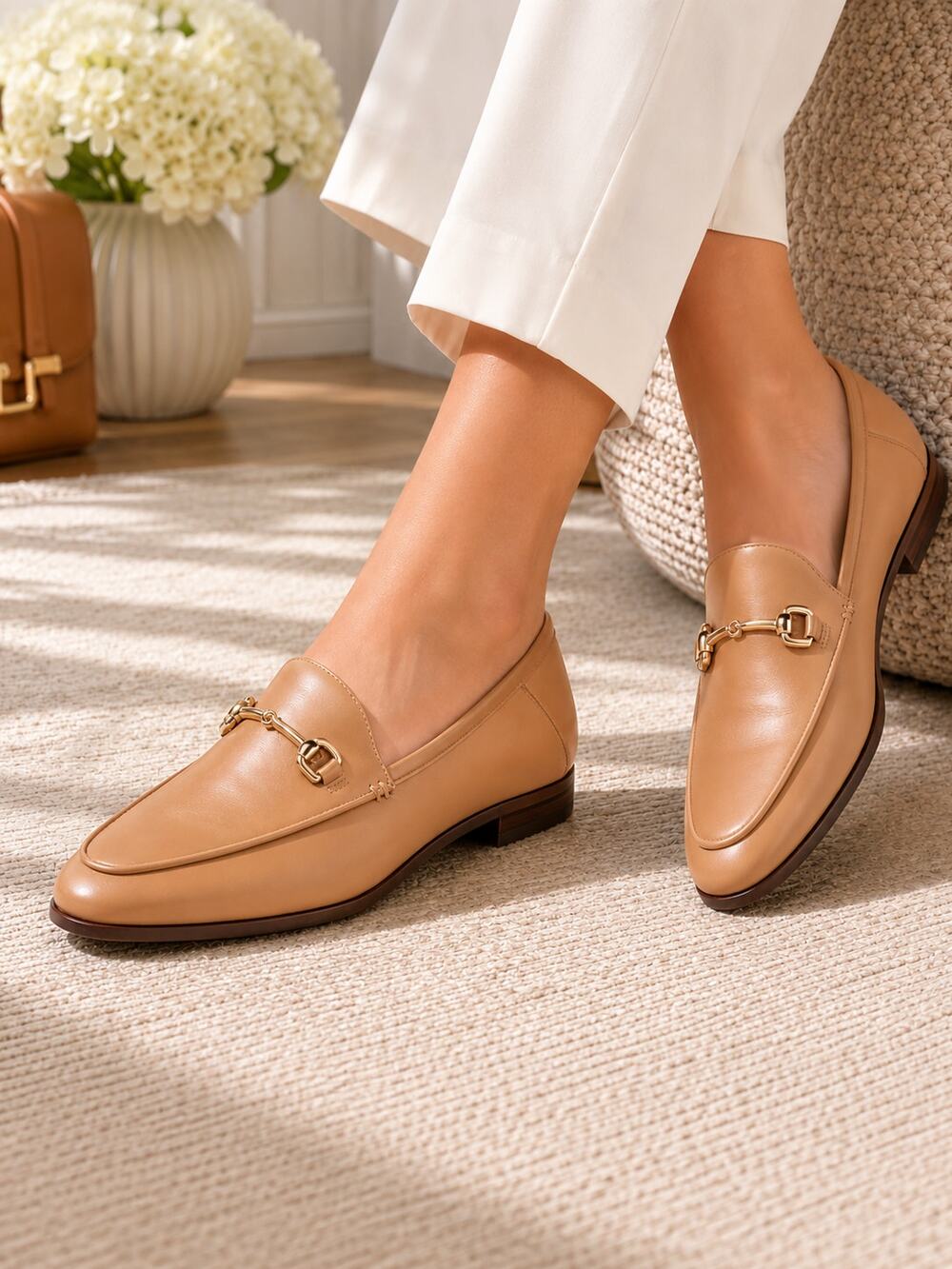 Sam Edelman Loraine Loafers Women’s 7 Saddle Brown Leather Horsebit